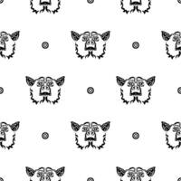 Black-white seamless pattern with a dog's face. Good for backgrounds and prints. illustration. vector
