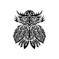 Owl from patterns of polynesia. Good for prints. Isolated on white background. Vector