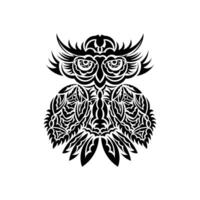 Owl from patterns of polynesia. Good for prints. Isolated on white background. Vector