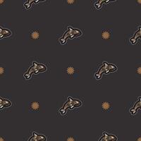 Seamless dark pattern with whales in simple style. Good for covers, fabrics, postcards and printing. Vector