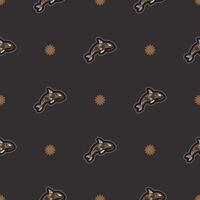 Seamless dark pattern with whales in simple style. Good for covers, fabrics, postcards and printing. Vector