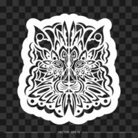 Lion print. Polynesian-style lion face. Good for clothing and textiles. Vector illustration.