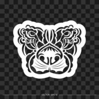 Lion print. Lion face in Maori style. Good for textiles and prints. Vector illustration.