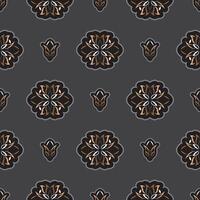 Seamless pattern with lotuses. Dark background. Expensive and luxurious style. Good for prints, apparel and textiles. Vector illustration.