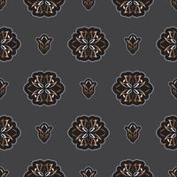 Seamless pattern with lotuses. Dark background. Expensive and luxurious style. Good for prints, apparel and textiles. Vector illustration.