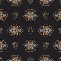 Seamless pattern with lotuses. Dark background. Expensive and luxurious style. Good for clothing and textiles. Vector