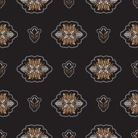 Seamless pattern with lotuses. Dark background. Expensive and luxurious style. Good for clothing and textiles. Vector