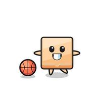 Illustration of pizza box cartoon is playing basketball vector