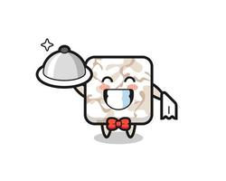 Character mascot of ceramic tile as a waiters