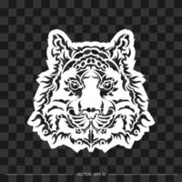 The tiger's face is made up of patterns. Lion head print. Vector