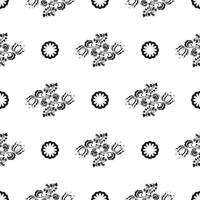 Seamless black and white pattern with flowers and monograms in Simple style. Good for menus, postcards, books, murals and fabrics. illustration. vector