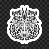 Lion print. Polynesian-style lion face. Good for clothing and textiles. Vector