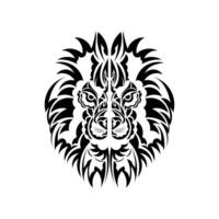Lion tattoo on a white background. Lion face in boho style. Vector illustration.