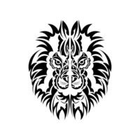 Lion tattoo on a white background. Lion face in boho style. Vector illustration.