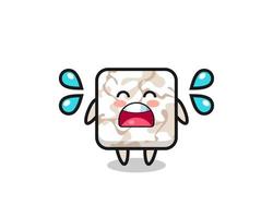 ceramic tile cartoon illustration with crying gesture vector