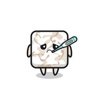 ceramic tile mascot character with fever condition vector