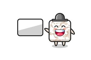 ceramic tile cartoon illustration doing a presentation vector