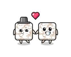 ceramic tile cartoon character couple with fall in love gesture vector