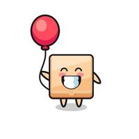 pizza box mascot illustration is playing balloon vector