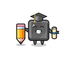 keyboard button illustration cartoon is graduation with a giant pencil vector