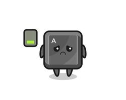 personaje de la mascota del botón del teclado haciendo un gesto cansado vector