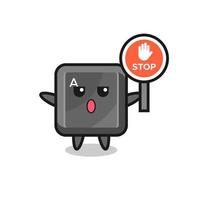 keyboard button character illustration holding a stop sign vector