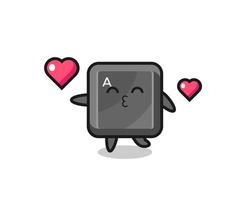 keyboard button character cartoon with kissing gesture vector