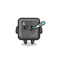 keyboard button mascot character with fever condition vector