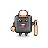 Cartoon character of keyboard button as a baseball player vector