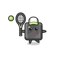 Cartoon character of keyboard button as a tennis player vector