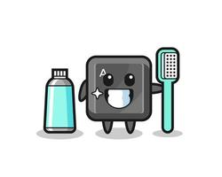 Mascot Illustration of keyboard button with a toothbrush vector
