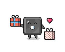 keyboard button mascot cartoon giving the gift vector