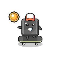 keyboard button character illustration ride a skateboard vector