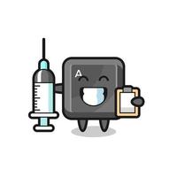 ilustración de mascota del botón del teclado como médico vector