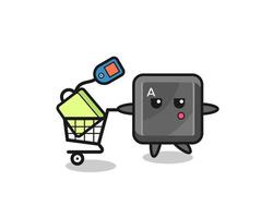 keyboard button illustration cartoon with a shopping cart vector