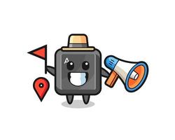 Character cartoon of keyboard button as a tour guide vector