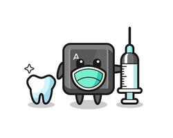 Mascot character of keyboard button as a dentist vector