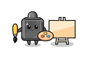 Illustration of keyboard button mascot as a painter vector