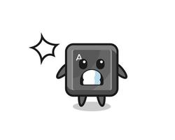 keyboard button character cartoon with shocked gesture vector