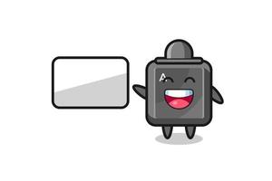 keyboard button cartoon illustration doing a presentation vector