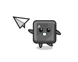 keyboard button cartoon character throwing paper airplane vector