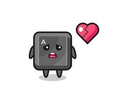 keyboard button cartoon illustration is broken heart vector