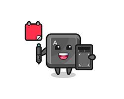 Illustration of keyboard button mascot as a graphic designer vector