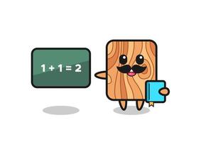 Illustration of plank wood character as a teacher vector