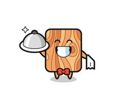 mascota del personaje de tablones de madera como camareros vector