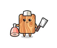 Illustration of plank wood character as a butcher vector