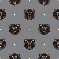 Seamless pattern with BEAR FACE in Simple style. Good for backgrounds and prints. vector