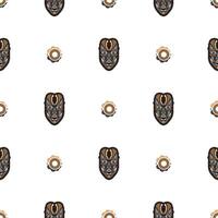 Seamless pattern with mask in the style of Maori or Samoa. Polynesian style tiki. Vector illustration