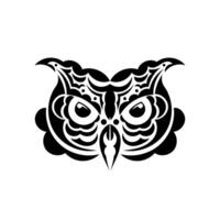 The face of an owl from the Maori patterns. Isolated on white background. Vector
