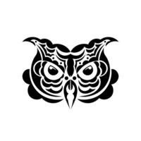 The face of an owl from the Maori patterns. Isolated on white background. Vector